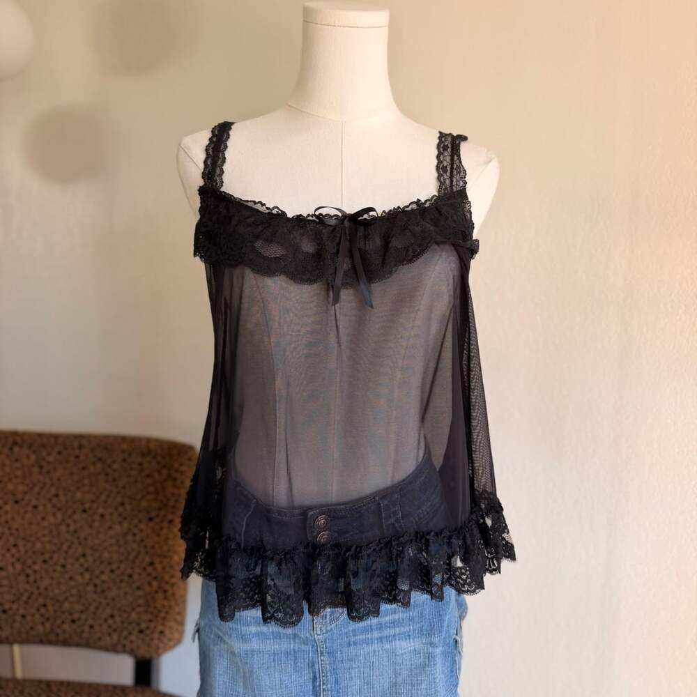 Victoria's Secret Sexy Little Things Cami Size S Black Mesh Lace